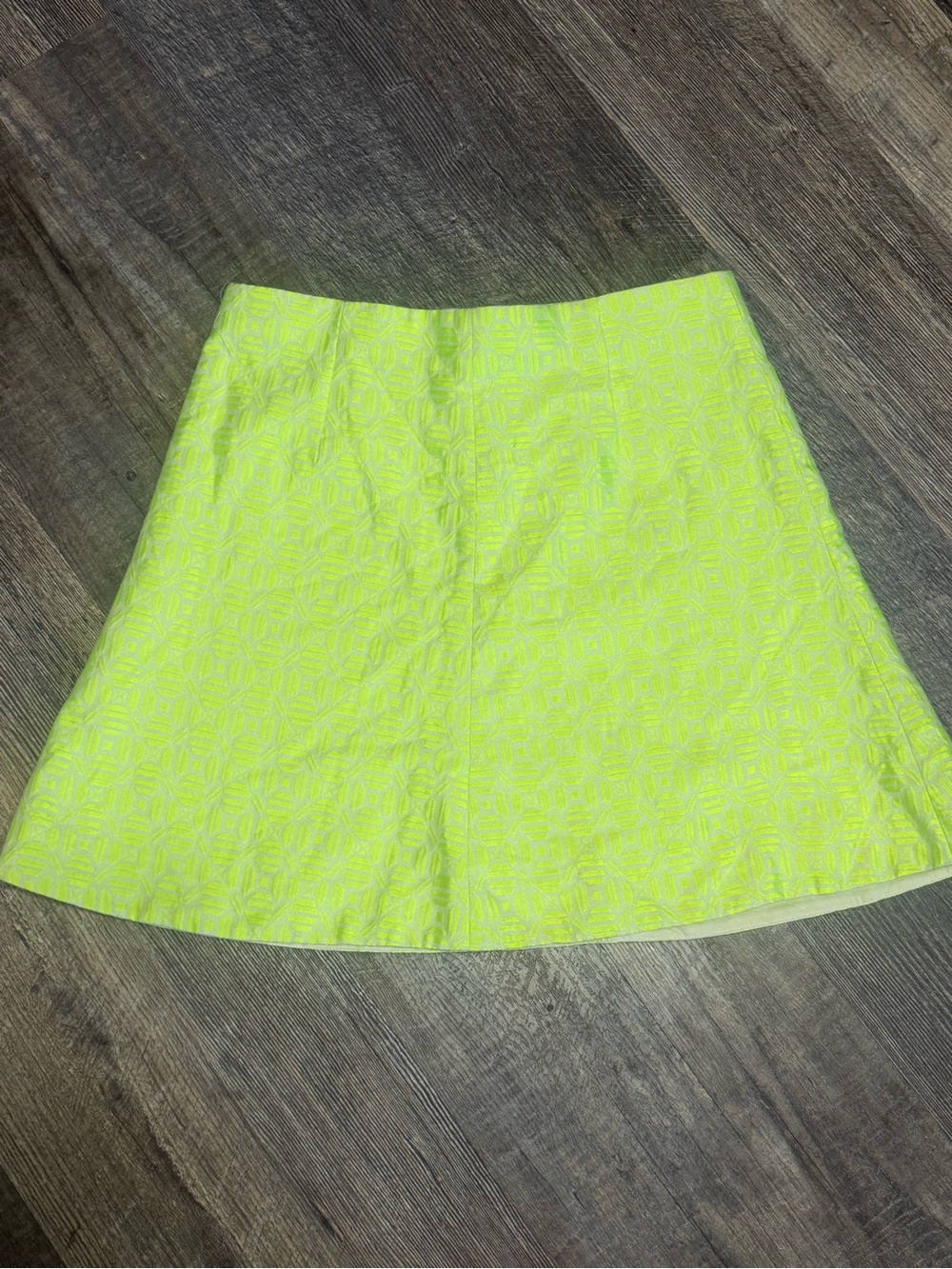 J.Crew Neon Yellow Jacquard A-Line Mini Skirt Size 4